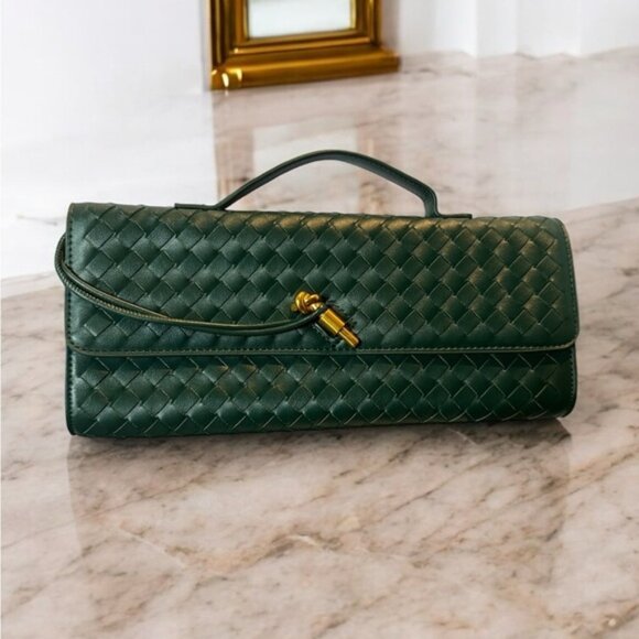 Woven Faux Leather Clutch Handbag - Picture 1 of 3